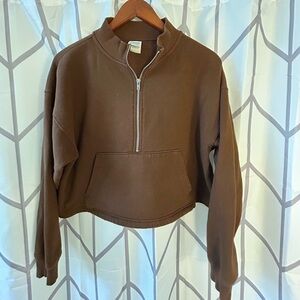 PINK Victoria's Secret Brown Half-Zip Sweatshirt
